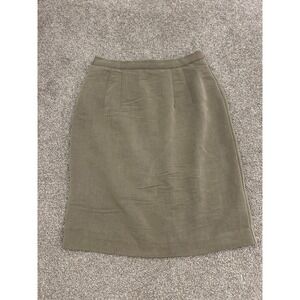 90s Taurus Pencil Skirt Womens 12 Brown Excellent High Waisted Rayon Blend Midi